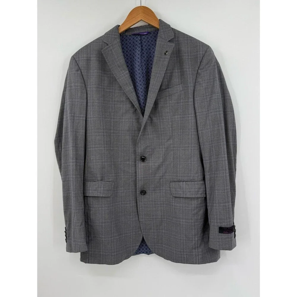 Ted Baker London Endurance Wright-Plaid Suit Jacket | Gray | Size 40L